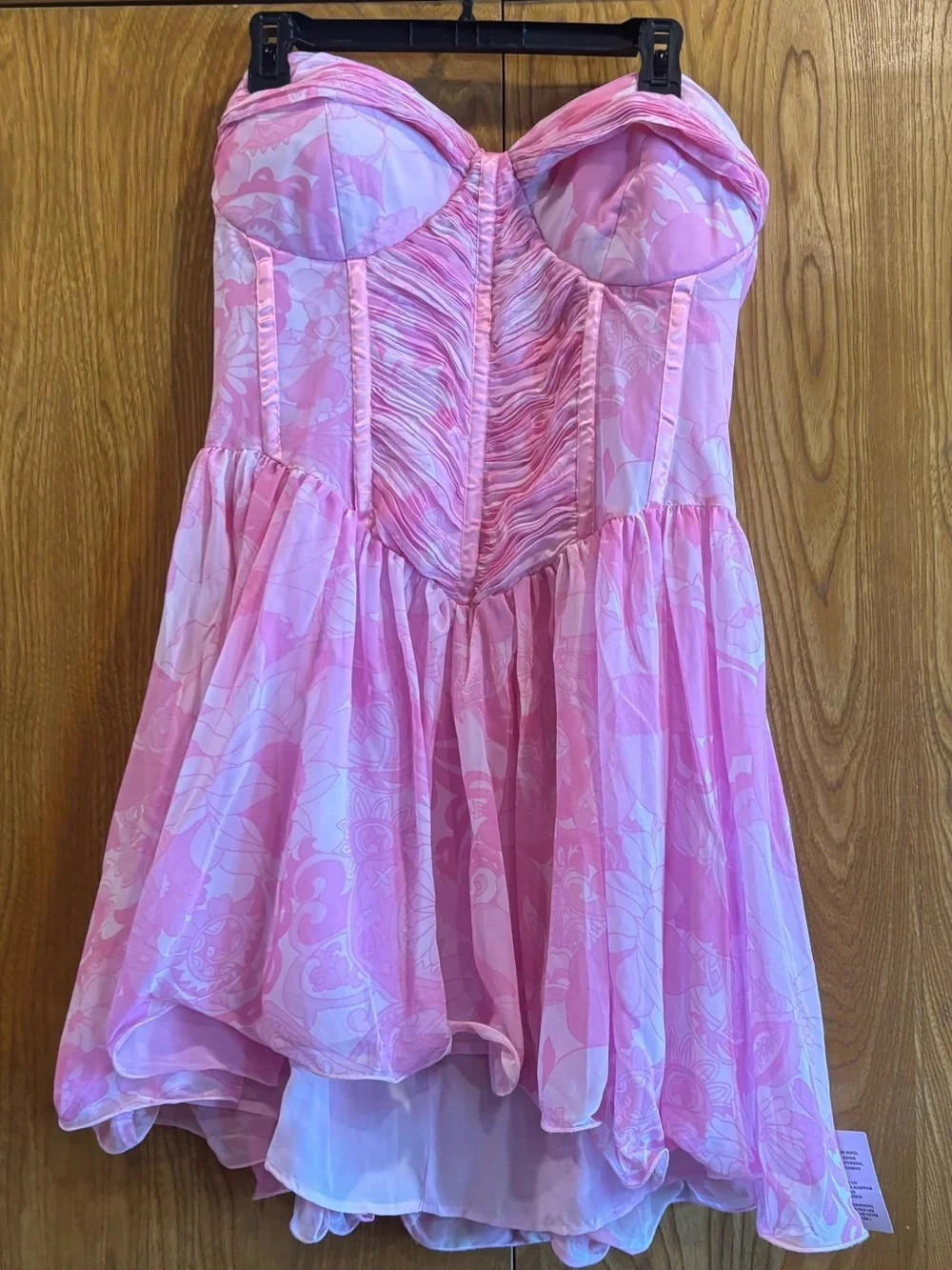 NWOT ASOS LUXE Pink Floral Corset Mini Dress US 14 XL Strapless